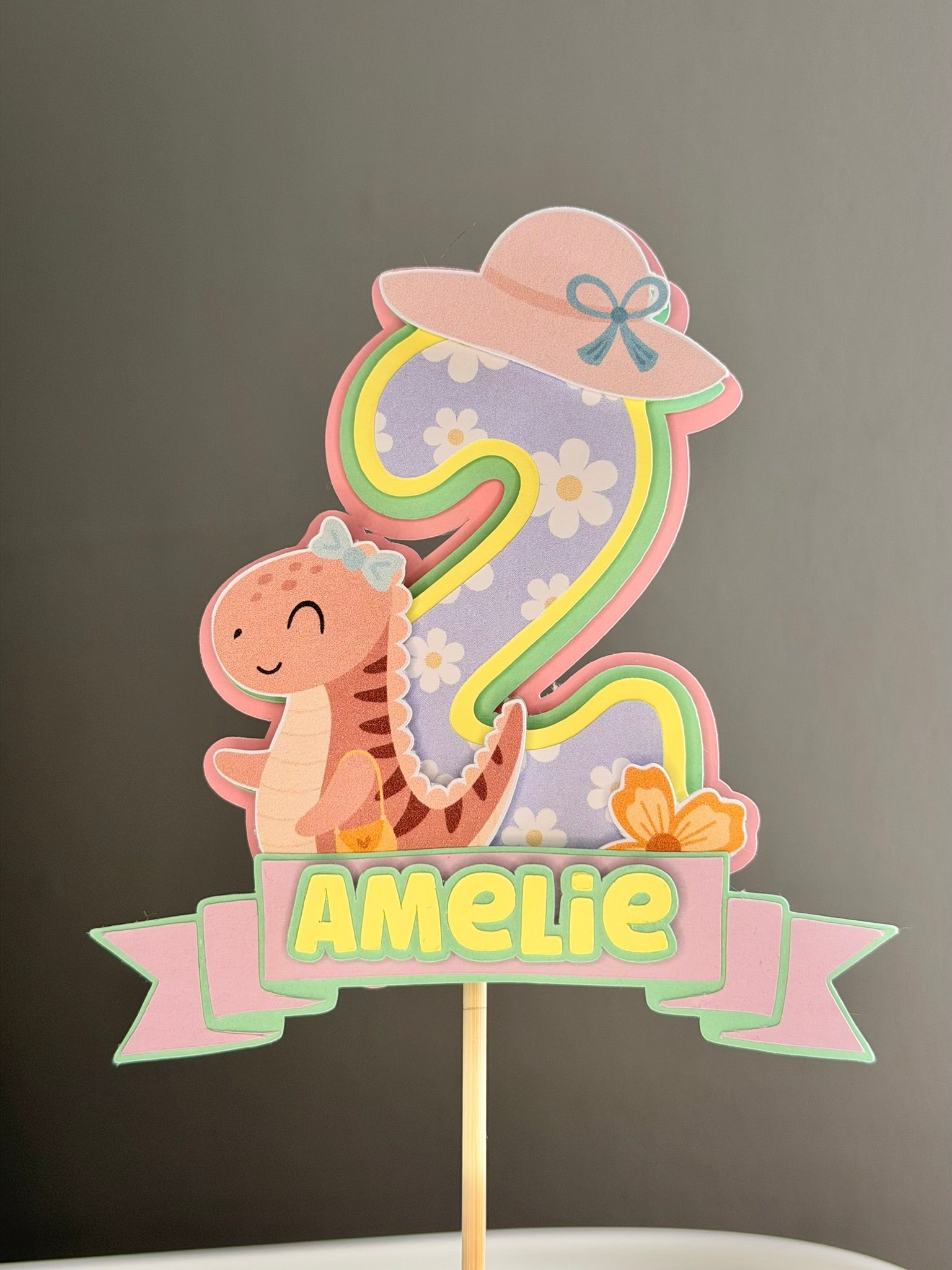 Personalized Birthday Cake Topper-Name & Age